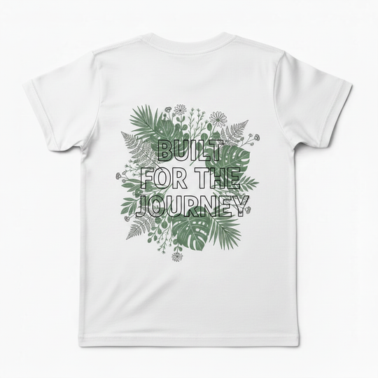 DVO Girls Youth Tee white back with Built for the Journey foliage graphic