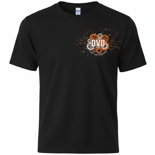 DVO Boys Tee front with cog logo and grinding metal sparks