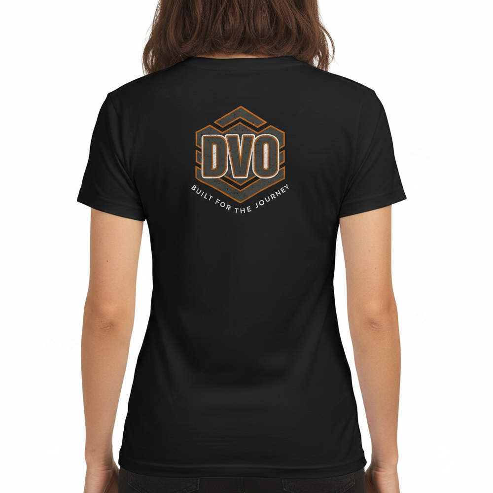 DVO Women's Tee back with Built for the Journey graphic