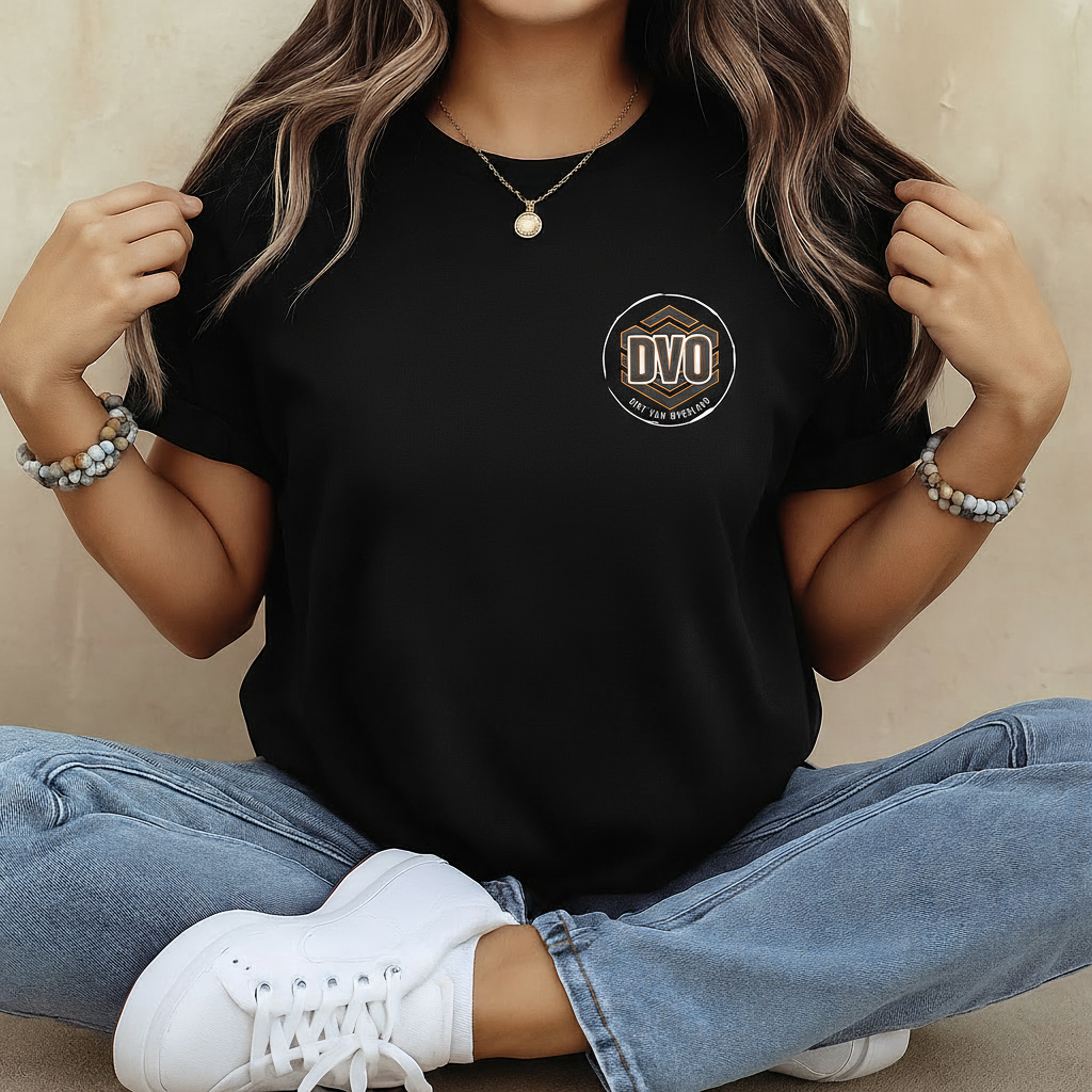 DVO Women's Tee front with small DVO logo on left chest