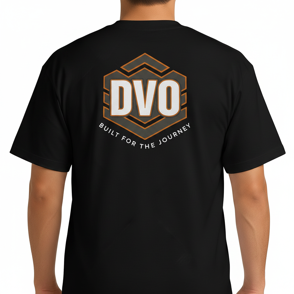 DVO Men's Tee back with Built for the Journey graphic