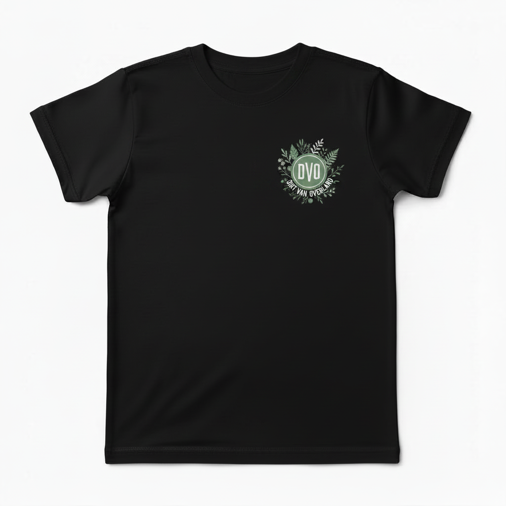 DVO Girls Youth Tee front with foliage and sage green DVO logo, no orange
